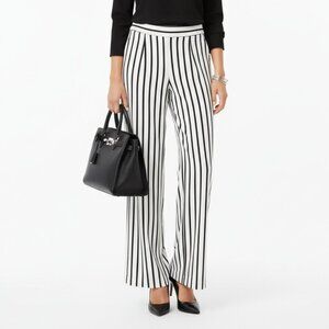 Lena Gabriella Black White Striped Wide Leg High Waist Palazzo Trouser Pants 10
